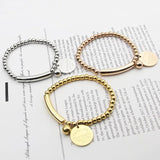 Elastic Rope Beads Charm Bracelet Titanium Steel Jewelry
