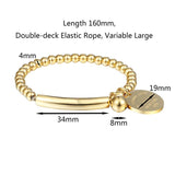 Elastic Rope Beads Charm Bracelet Titanium Steel Jewelry