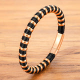 Men Stainless Steel Leather Wrap Bracelet 19/21/23CM