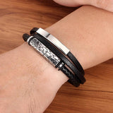 Geometric Pattern Multi-layer Leather Bracelet for Men