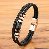 Braided Leather Bracelet Men Stainless Steel Rope Bangle Charm Jewelry