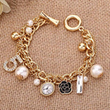 Pearl Bracelet Flower Pendant Jewelry Woman Gift