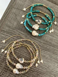 Recycled Pearls Bracelets Natural Turquoise Morganite Pulseras Freshwater Pearl