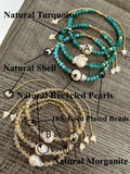 Recycled Pearls Bracelets Natural Turquoise Morganite Pulseras Freshwater Pearl