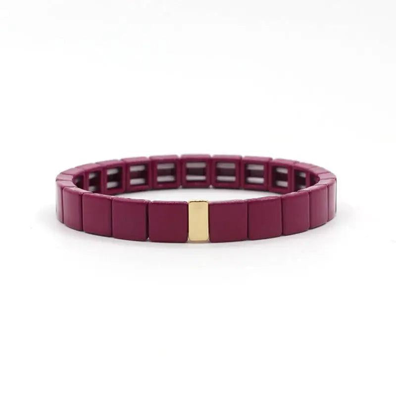 Bohemian Beaded Enamel Rainbow Bracelet Stacked