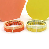 Bohemian Beaded Enamel Rainbow Bracelet Stacked