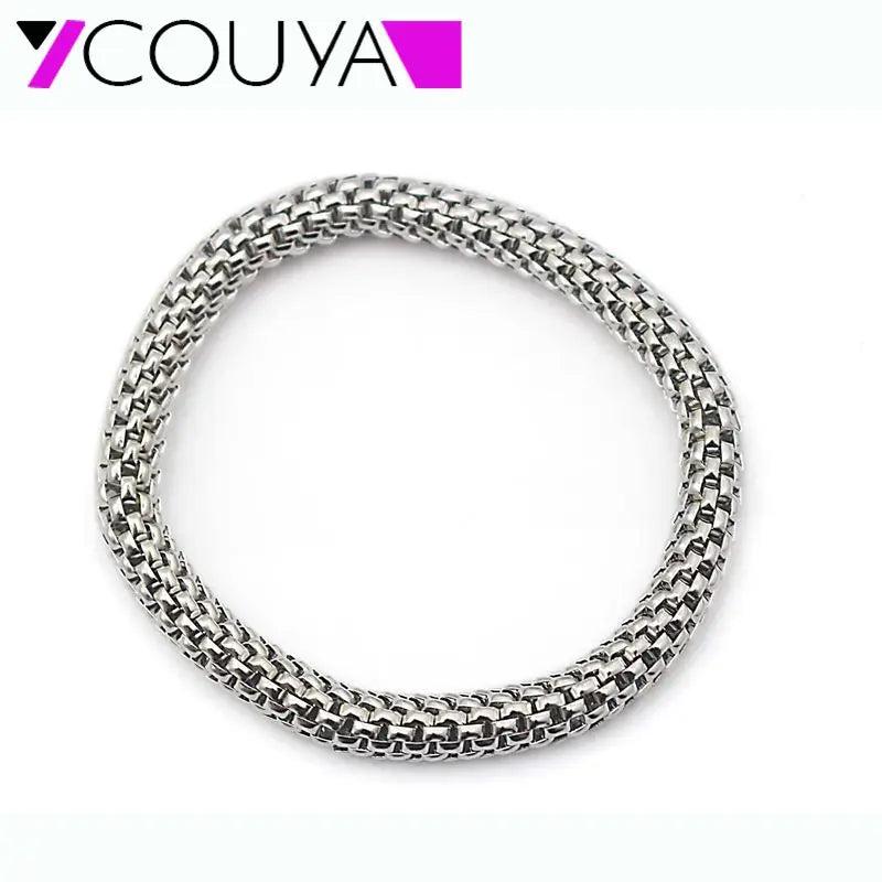 7.5MM Stainless Steel Silver Stretch Bracelet Round Chains Length 16-20MM