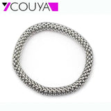 7.5MM Stainless Steel Silver Stretch Bracelet Round Chains Length 16-20MM