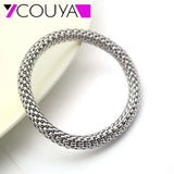 7.5MM Stainless Steel Silver Stretch Bracelet Round Chains Length 16-20MM