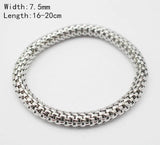 7.5MM Stainless Steel Silver Stretch Bracelet Round Chains Length 16-20MM