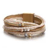 Multilayer Cross Leather Bracelet Crystal Chain Wrap Party Jewelry
