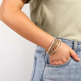 Multilayer Cross Leather Bracelet Crystal Chain Wrap Party Jewelry