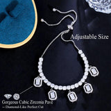 Red Cubic Zirconia Crystal Silver Charm Bracelet for Women