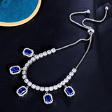 Red Cubic Zirconia Crystal Silver Charm Bracelet for Women