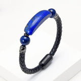 Natural Stone Bracelet Classic Leather Rope Chain Stainless Steel Buckle