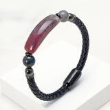 Natural Stone Bracelet Classic Leather Rope Chain Stainless Steel Buckle