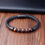 Men's Leather Bracelet Stainless Steel Hand-woven Multi-layer