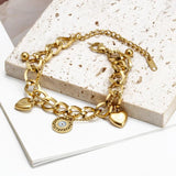 Stainless Steel Evil Eye Charm Bracelet Adjustable Snake Chain BE1048