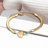 Stainless Steel Evil Eye Charm Bracelet Adjustable Snake Chain BE1048
