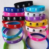 20PCS Silicone Sport Skull Bracelet Rubber Band Luminous Skeleton Hand Wristband