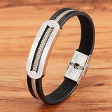 Punk Stainless Steel Chain Leather Mens Bracelets 3 Bangles Jewelry
