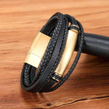 Men's Stainless Steel Multilayer Leather Bracelet