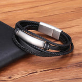 Men's Stainless Steel Multilayer Leather Bracelet