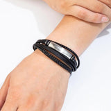 Men's Stainless Steel Multilayer Leather Bracelet