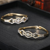 Moroccan Bridal Bracelet Set for Women with Rhinestones 2Pcs/Set