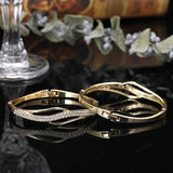 Moroccan Bridal Bracelet Set for Women with Rhinestones 2Pcs/Set
