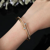 Moroccan Bridal Bracelet Set for Women with Rhinestones 2Pcs/Set