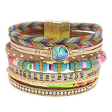 Colorful Bohemia Bracelets for Women Stone Leather Bracelet Multilayer Charm