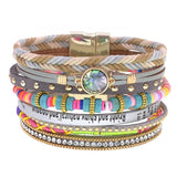 Colorful Bohemia Bracelets for Women Stone Leather Bracelet Multilayer Charm