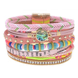 Colorful Bohemia Bracelets for Women Stone Leather Bracelet Multilayer Charm