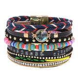 Colorful Bohemia Bracelets for Women Stone Leather Bracelet Multilayer Charm
