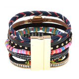 Colorful Bohemia Bracelets for Women Stone Leather Bracelet Multilayer Charm