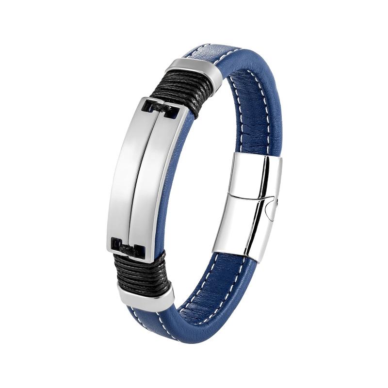 Stainless Steel Punk Charm Leather Bracelet