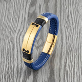 Stainless Steel Punk Charm Leather Bracelet