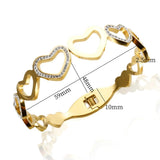 Stainless Steel Bracelet Love Heart Bangle Crystal Hollow Out