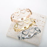 Stainless Steel Bracelet Love Heart Bangle Crystal Hollow Out