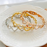 Stainless Steel Bracelet Love Heart Bangle Crystal Hollow Out