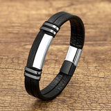 Leather Rope Chain Stainless Steel Bracelet Jewelry
