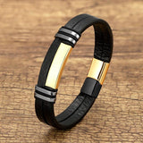 Leather Rope Chain Stainless Steel Bracelet Jewelry