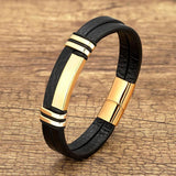Leather Rope Chain Stainless Steel Bracelet Jewelry