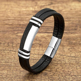 Leather Rope Chain Stainless Steel Bracelet Jewelry