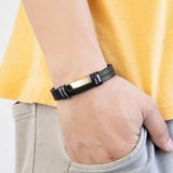 Leather Rope Chain Stainless Steel Bracelet Jewelry