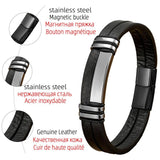 Leather Rope Chain Stainless Steel Bracelet Jewelry