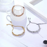 Zircon Circle Bracelet Adjustable Size Stainless Steel Jewelry for Women