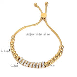 Zircon Circle Bracelet Adjustable Size Stainless Steel Jewelry for Women