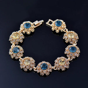 Vintage CZ Flower Bracelet Antique Chain Bangle ZD1 SSP